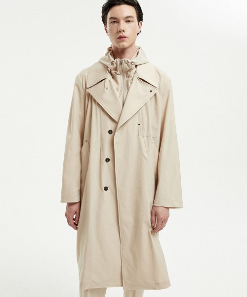 MUSINSA | NOIRER Transform Hood Trench Coat (Ivory)