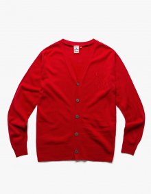 Logo Embroidered Cardigan - Red