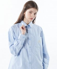 레인보우 로고 옥스포드 오버 셔츠 블루