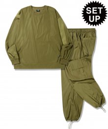 [SET]에센셜 폴리 테크 크루넥 스트링 셋업 (KHAKI)