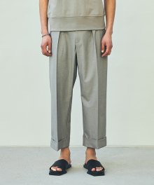 Elasticized Waist Roll-up pants - L.grey