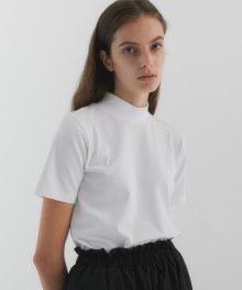 Bonnie High Neck Short Sleeves T-shirt_White