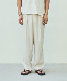 Loose-fit Belted Pants - M.beige