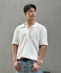 BUTTER CREAM KNIT HALF SHIRTS