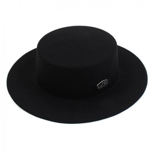 유니버셜 케미스트리 Silver Bubble Flat Wool Black Fedora 울페도라