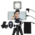 벤토사(VENTOSA) 카메라 스마트폰 4단 블랙 삼각대 1인 미디어세트 입문용