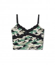 CROPPED LACE TRIM TANK TOP [CAMOUFLAGE/KHAKI]