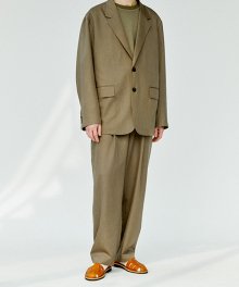 Structured Wide Pants(Relaxed)_ Khaki Brown