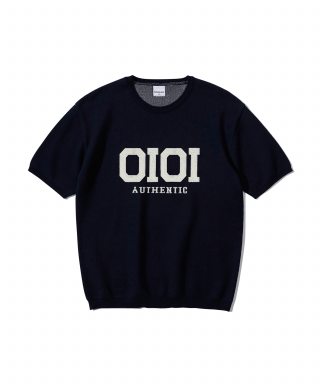 오아이오아이 컬렉션(OIOI COLELCTION) ORIGINAL LOGO SHORT SLEEVE KNIT [NAVY] 상품 이미지