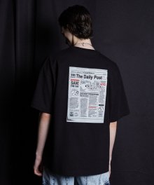 [UNISEX](DALMATIANS)NEWSPAPER PATCH HALF T BLACK