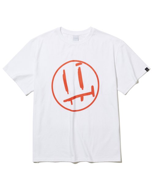 ★送料・関税込★ITER★[FACE LINE] BIG FACE T-SHIRTS★ 잇터(ITER) [FACE LINE] BIG FACE T-SHIRTS_WHITE/ORANGE
