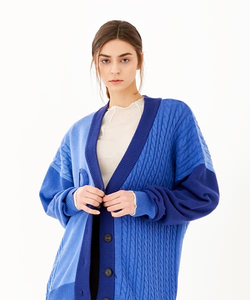 Кардиган DENV с контрастной вязкой (Blue)