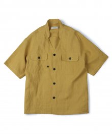 TRANSFORM MILITARY BAND COLLAR SHIRT (YELLOW)