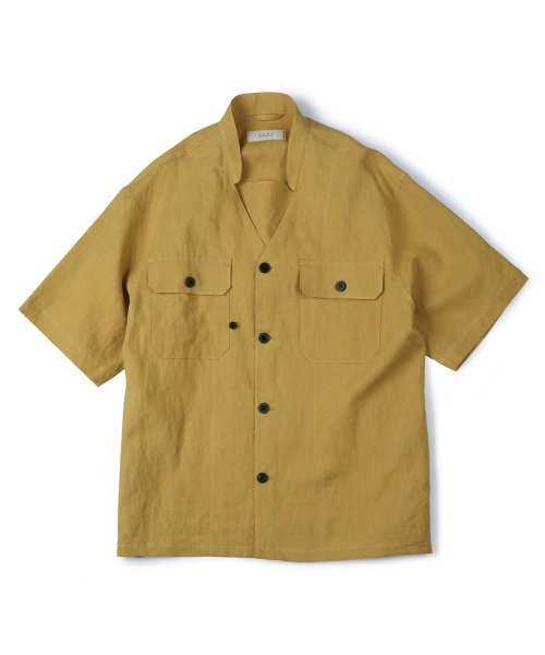 셔터(shirter) TRANSFORM MILITARY BAND COLLAR SHIRT (YELLOW)