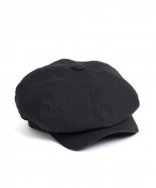 LB LINEN NEWSBOY CAP (black)