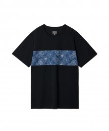 Flower Embroidery Block T-shirts Black