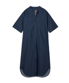 Loop Button Washed One-Piece Deep Blue