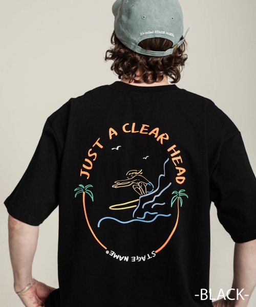 스테이지 네임(stagename) 서프 업 오버핏 반팔_블랙