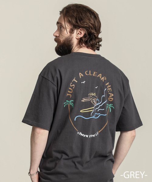 스테이지 네임(stagename) 서프 업 오버핏 반팔_그레이