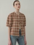 tweed volume jacket [fabric from Italy] (brown)