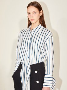 Overlap Stripe Shirt Blouse_White 오버랩 스트라이프 셔츠 블라우스_화이트