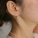 유니제이() Peach Fresh Water-Pearl Frontback Silver Earring Ie180 [Silver]