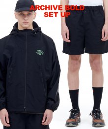 [SET] NYLON LIGHT WINDBREAKER SET (BLACK)