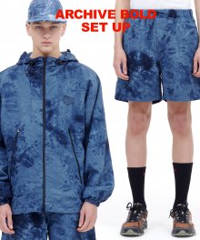 [SET] NYLON LIGHT WINDBREAKER SET (TIE-DYE BLUE)