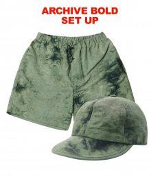 [SET] NYLON LIGHT CAP+SHORTS (TIE-DYE GREEN)