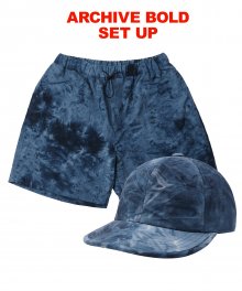 [SET] NYLON LIGHT CAP+SHORTS (TIE-DYE BLUE)