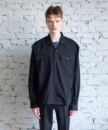 오픈 카라 셔츠 재킷 (블랙)