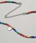봉보(BONBEAU) Smile rainbow beads necklace 스마일코인 레인보우 비즈목걸이