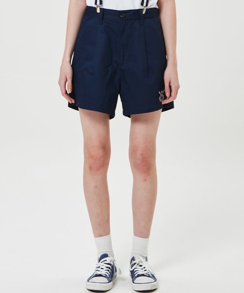 ★MAINBOOTH★(W)University Oversized Shorts(NAVY)★正規品 메인부스(MAINBOOTH) (W)University Oversized Shorts(NAVY