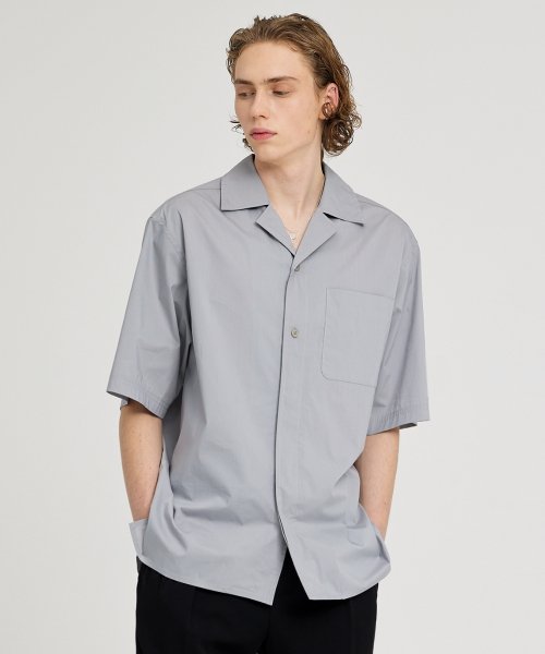 MUSINSA | GARMENT LABLE Open Collar Half Sleeve Shirts - Gray