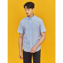 [SLIM] 스카이 블루 시어서커 솔리드 반소매 셔츠 (BC1465A26Q)