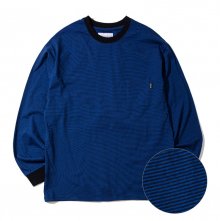 Striped Long Sleeve Pocket T-Shirt (Blue)