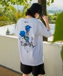 코랄리안(CORALIAN) 런오프 블루로즈 매쉬 면 반팔 티셔츠 화이트