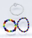 봉보(BONBEAU) Kitsch smile color beads Ring set 스마일 컬러 구슬 비즈반지 세트 (2종)
