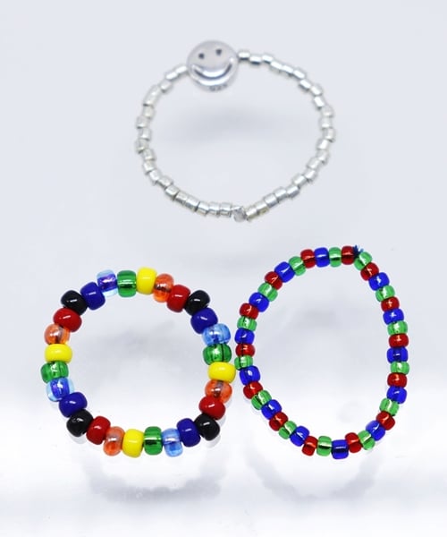 Kitsch smile color beads Ring set 스마일 컬러 구슬 비즈반지 세트 (2종)