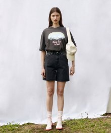 Oversized Drawing Print Tee in Charcoal VW1ME057-9E
