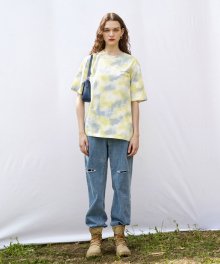 Tie Dyed Lettering Tee in Yellow VW1ME052-52