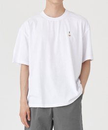 보기 엠보더리 반팔 티셔츠 (WHITE)