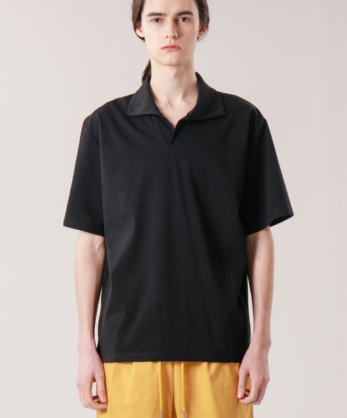 플라스크(flask) 오픈 칼라 피케이 티셔츠 -BK