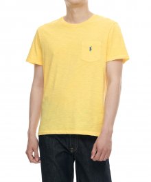 커스텀 슬림핏 포켓 티셔츠 - 옐로우