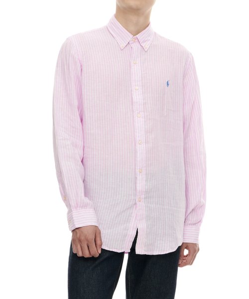 폴로 랄프 로렌(POLO RALPH LAUREN) 커스텀핏 스트라이프 리넨 셔츠 - 핑크 - 139,300 | 무신사 스토어 폴로 랄프 로렌(Polo Ralph Lauren) 커스텀핏 스트라이프 리넨 셔츠 - 핑크 - 139,300 | 무신사 스토어