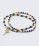 봉보(BONBEAU) Luck key rainbow double beads Bracelet set 행운키 컬러 비즈팔찌 세트 (2종)