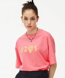 Flower drawing Over fit T-shirt [PINK]