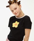 Flower Back point T-shirt [BLACK]