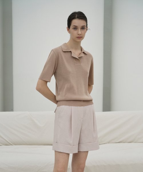 CUBAN COLLAR SHORT SLEEVED KNIT рубашка BE