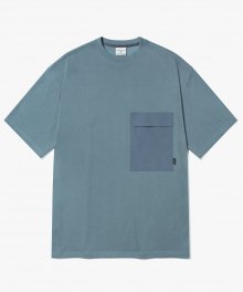 Contrast Pocket Short Sleeve T-Shirt T49 Greyish Blue